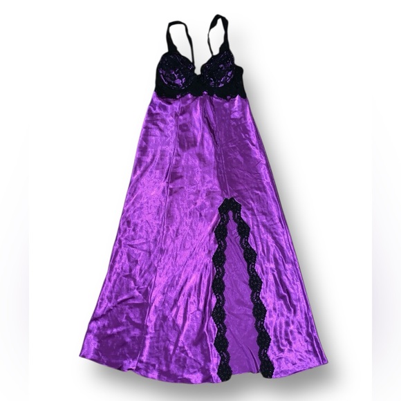 Vintage Victoria’s Secret Maxi Satin Lace Slip Dress Chemise Nightgown - Picture 7 of 11